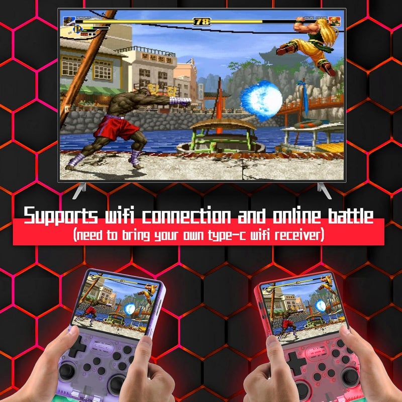 FVBADE [30000 in 1] R40S PRO Handheld Game Console 3.5 inch IPS Screen Mini Retro Console 3800mAh Portable Pocket Arcade 45+ Mainstream Emulator 256G TF Card Transparent.(Black) - Image 2